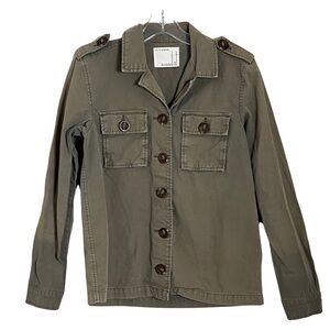 Anthropologie Life In Progess Olive Green Button-Up Utility Jacket Size‎ XS